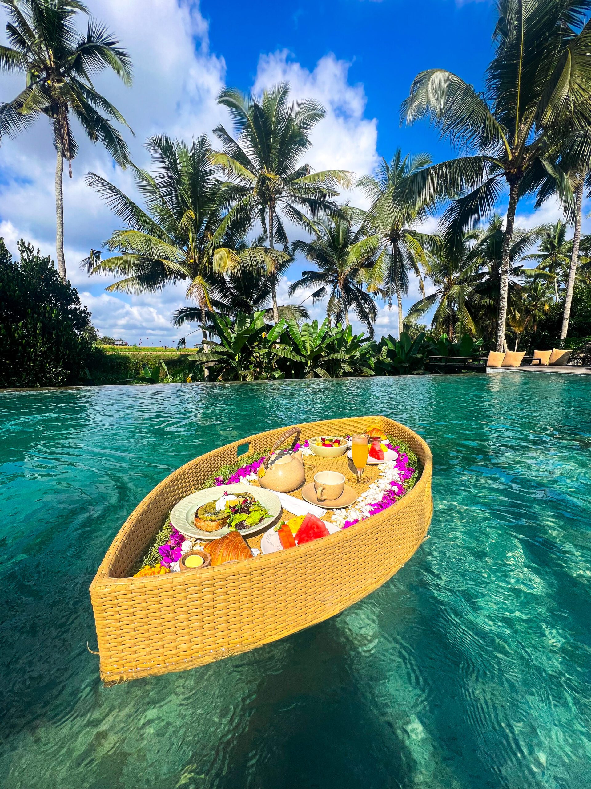 Chic boutique hotel pool area set for romance