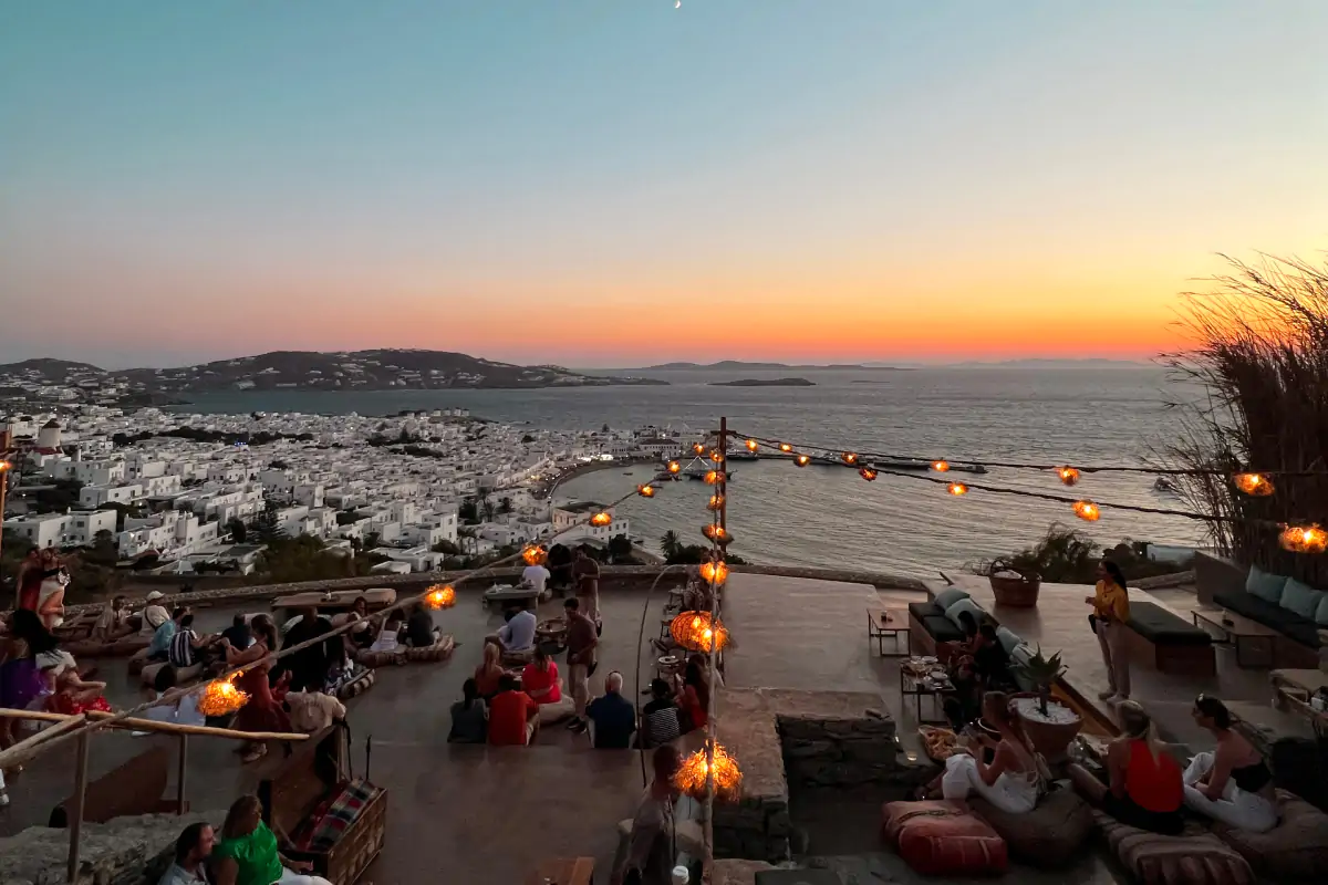sunset on Greek island living a Mamma Mia set-jetting experience