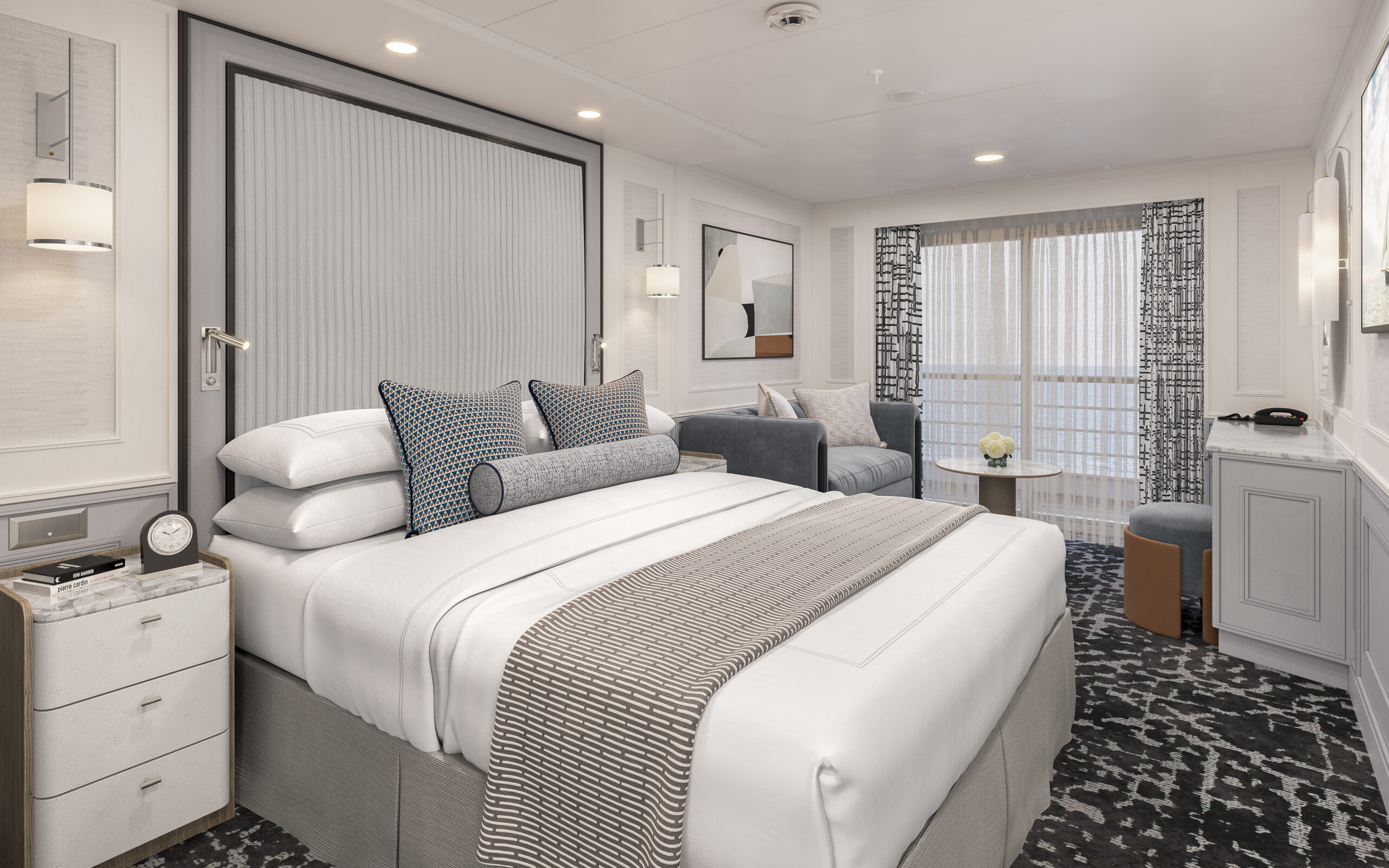 Luxury hotel room with dramatic view representing expert set-jetting travel planning